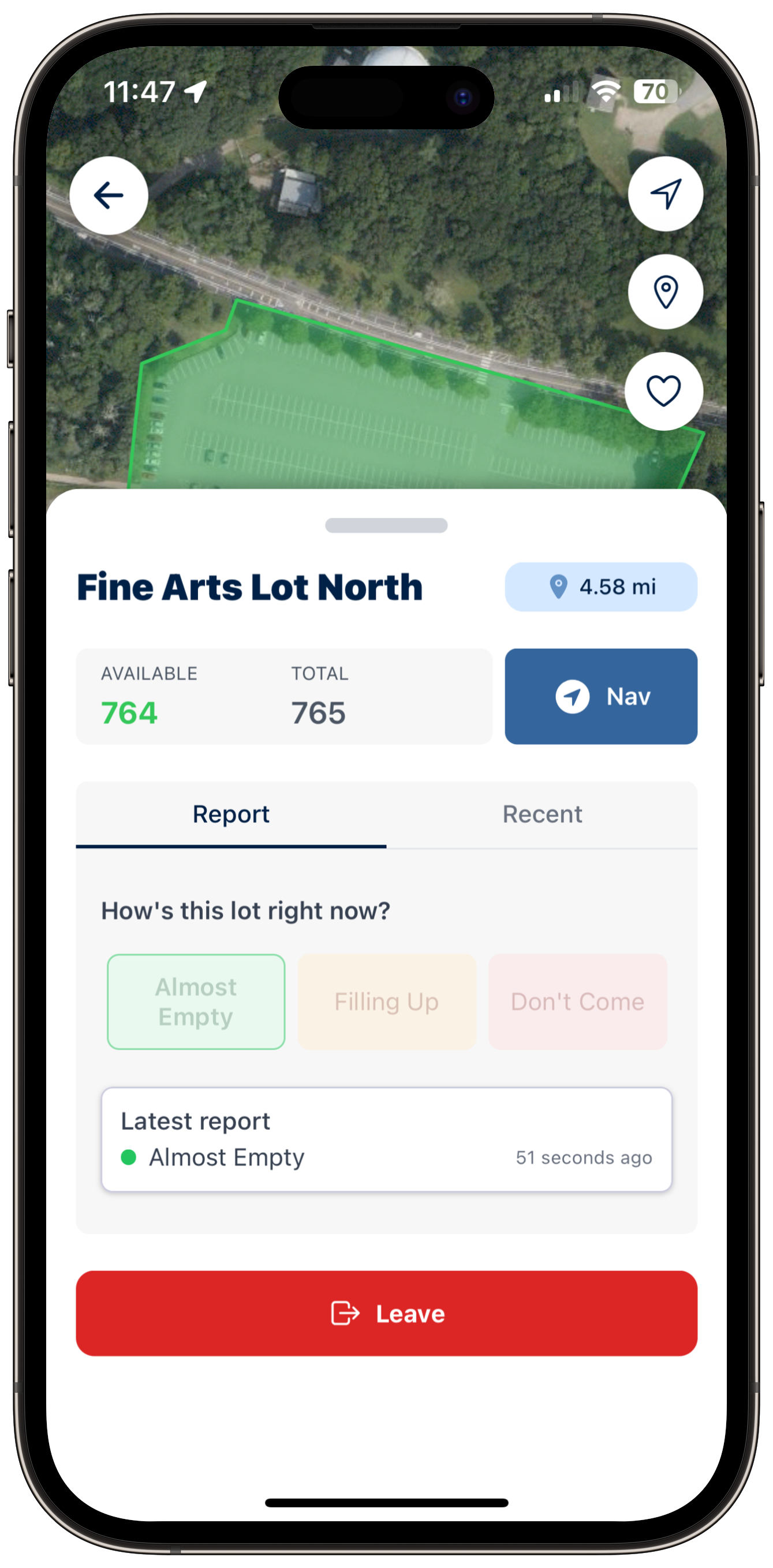 Report Status screen
